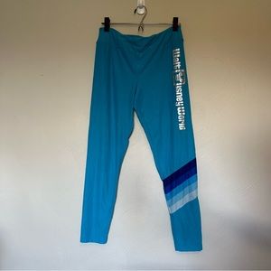 Disney Authentic Original Walt Disney World Vintage Logo Teal Blue Leggings